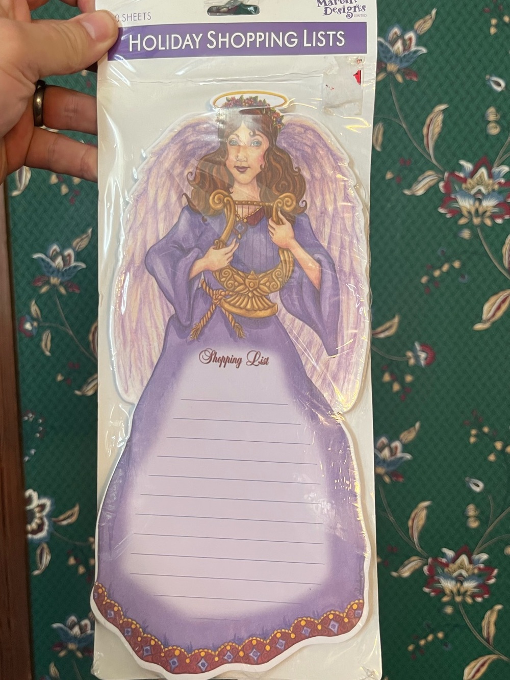 Vintage Dead Stock Holiday Angel Shopping List Notepad - Purple